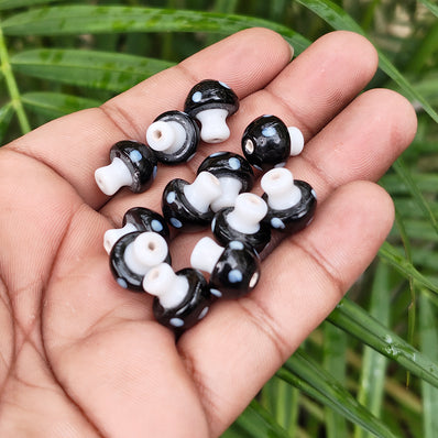 6 PIECES PACK' 12-13 MM' MUSHROOM LAMPWORK GLASS BEADS