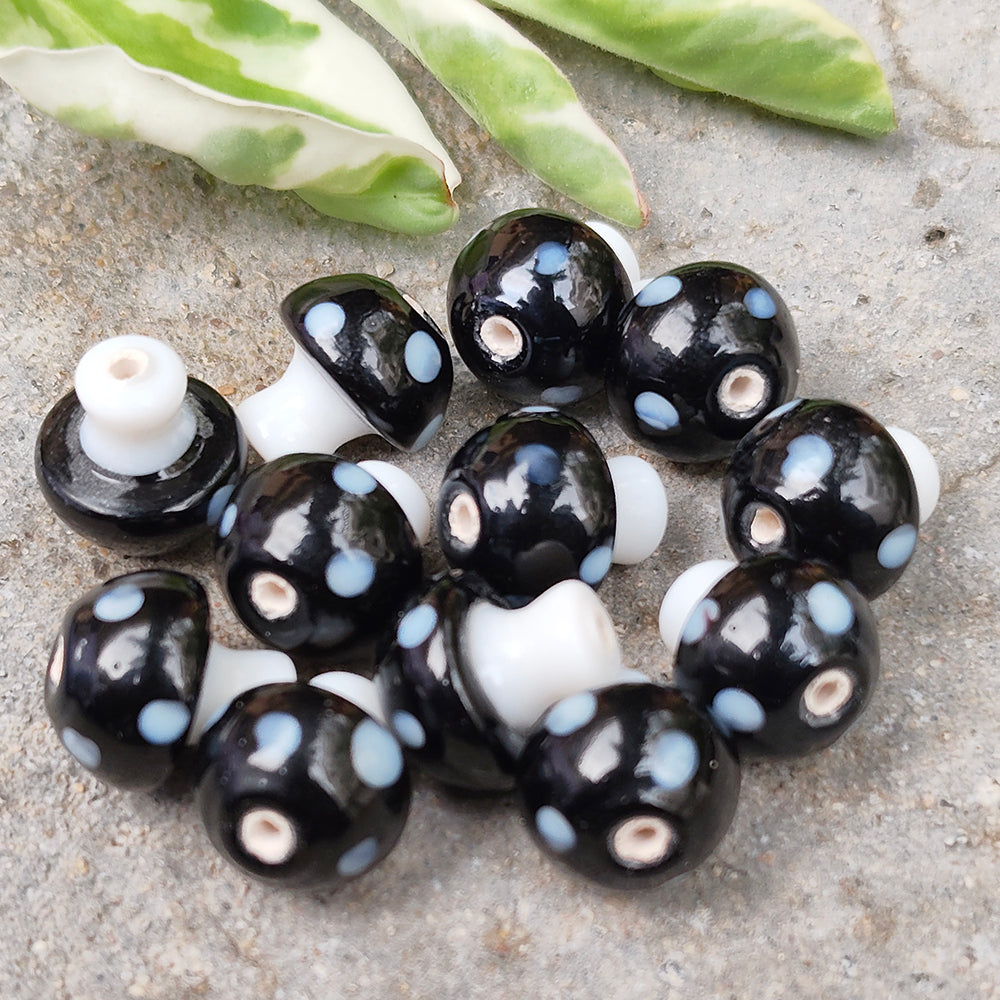 6 PIECES PACK' 12-13 MM' MUSHROOM LAMPWORK GLASS BEADS