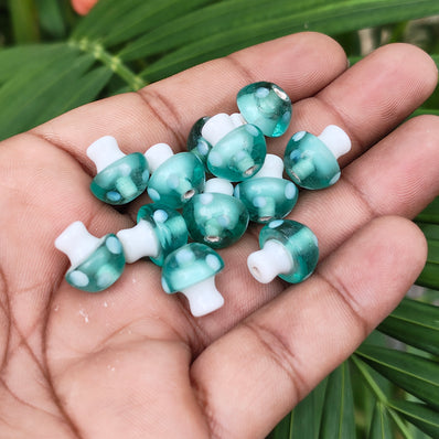6 PIECES PACK' 12-13 MM' MUSHROOM LAMPWORK GLASS BEADS