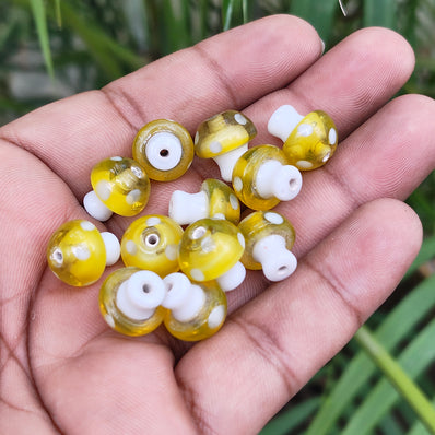 6 PIECES PACK' 12-13 MM' MUSHROOM LAMPWORK GLASS BEADS