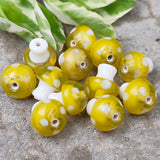 6 PIECES PACK' 12-13 MM' MUSHROOM LAMPWORK GLASS BEADS