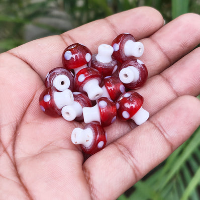 6 PIECES PACK' 12-13 MM' MUSHROOM LAMPWORK GLASS BEADS