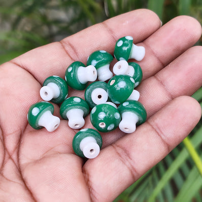 6 PIECES PACK' 12-13 MM' MUSHROOM LAMPWORK GLASS BEADS