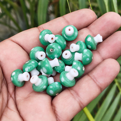 6 PIECES PACK' 12-13 MM' MUSHROOM LAMPWORK GLASS BEADS