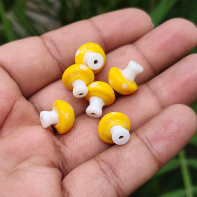 6 PIECES PACK' 12-13 MM' MUSHROOM LAMPWORK GLASS BEADS