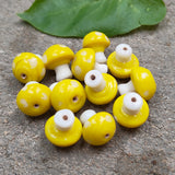 6 PIECES PACK' 12-13 MM' MUSHROOM LAMPWORK GLASS BEADS