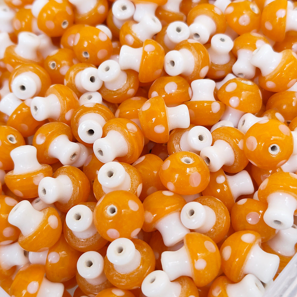 6 PIECES PACK' 12-13 MM' MUSHROOM LAMPWORK GLASS BEADS