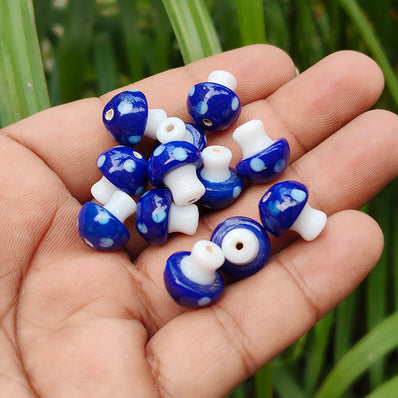 6 PIECES PACK' 12-13 MM' MUSHROOM LAMPWORK GLASS BEADS
