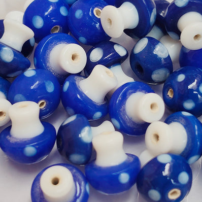 6 PIECES PACK' 12-13 MM' MUSHROOM LAMPWORK GLASS BEADS