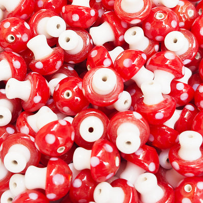 6 PIECES PACK' 12-13 MM' MUSHROOM LAMPWORK GLASS BEADS