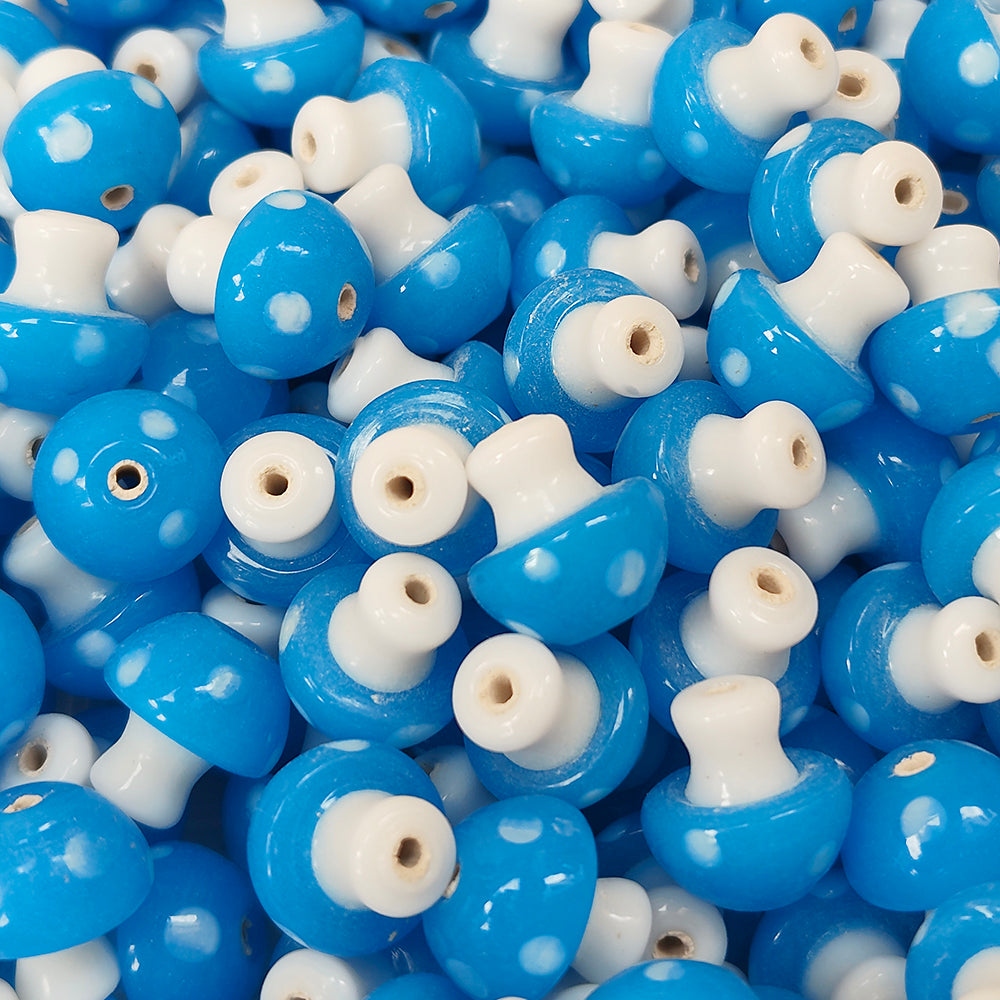 6 PIECES PACK' 12-13 MM' MUSHROOM LAMPWORK GLASS BEADS