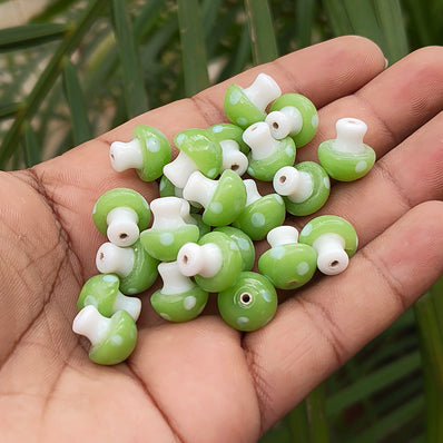 6 PIECES PACK' 12-13 MM' MUSHROOM LAMPWORK GLASS BEADS