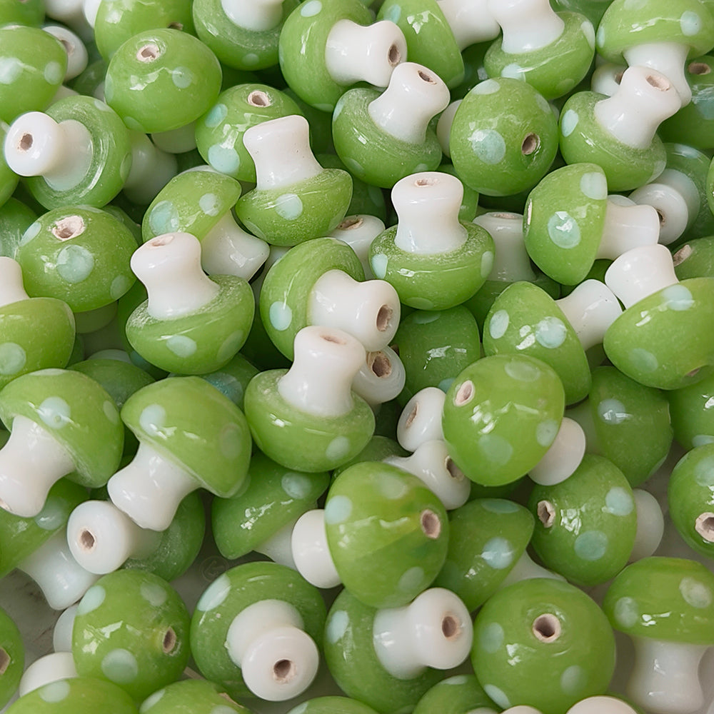 6 PIECES PACK' 12-13 MM' MUSHROOM LAMPWORK GLASS BEADS