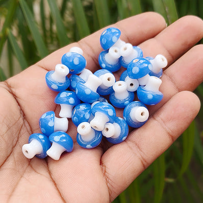 6 PIECES PACK' 12-13 MM' MUSHROOM LAMPWORK GLASS BEADS