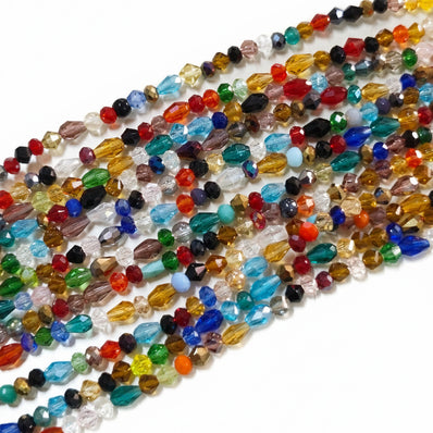 SALE ! 12 STRINGS/LINES OF 15 INCHES MIX CRYSTAL GLASS BEADS' SIZE APPROX 3MM TO 8MM