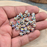 10 PIECES PACK' RHINESTONES BALL 6 MM' MULTICOLOR STONE SILVER POLISHED