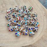 10 PIECES PACK' RHINESTONES BALL 8 MM' MULTICOLOR STONE SILVER POLISHED