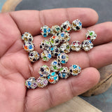 10 PIECES PACK' RHINESTONES BALL 8 MM' MULTICOLOR STONE SILVER POLISHED