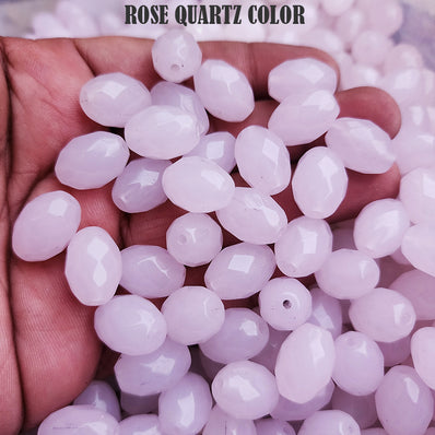 10 PIECES LOOSE PACK. SUPER QUALITY' 15x10 MM APPROX SIZE, ROSE QUARTZ CRYSTAL GLASS BEADS