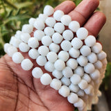 SUPER QUALITY' 10 MM MILKY WHITE OPAQUE GLASS BEADS' APPROX 32-33 BEADS SOLD BY PER LINE PACK