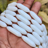 10 PIECES LOOSE PACK' SUPER QUALITY' 29x8 MM MILKY WHITE OPAQUE GLASS BEADS