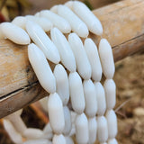 10 PIECES LOOSE PACK' SUPER QUALITY' 29x8 MM MILKY WHITE OPAQUE GLASS BEADS