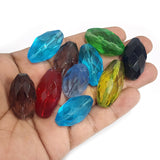 10 PCS MIX PACK. SUPER QUALITY' 29X16 MM APPROX SIZE, LOOSE PACK, FACETED MIX COLOR, CRYSTAL GLASS BEADS
