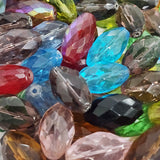 10 PCS MIX PACK. SUPER QUALITY' 29X16 MM APPROX SIZE, LOOSE PACK, FACETED MIX COLOR, CRYSTAL GLASS BEADS
