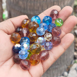 50 GRAMS PACK' MIX PACK OF ROUND FACETED FANCY GLASS CRYSTAL BEADS