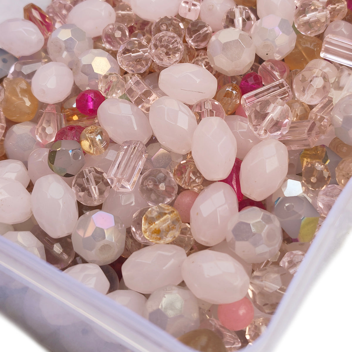 50 GRAMS PACK' MIX PACK OF MULTI FACETED FANCY GLASS CRYSTAL BEADS