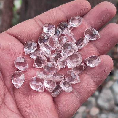 10 PIECES PACK' TEAR DROP PEACH PINK CRYSTAL GLASS BEADS