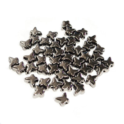 50 PIECES PACK' 6 MM APPROX CHROME BLACK ACRYLIC BEADS