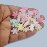 50 Grams Pkg. Pastel color acrylic Beads in size about 13x15mm Flower Shape