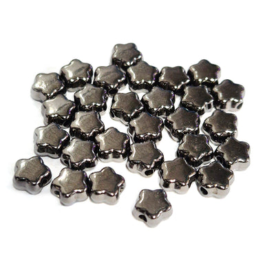 50 PIECES PACK' 6 MM APPROX CHROME BLACK ACRYLIC BEADS