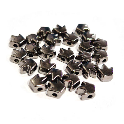 50 PIECES PACK' 6 MM APPROX CHROME BLACK ACRYLIC BEADS