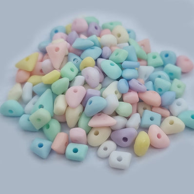 50 Grams Pkg. Pastel color acrylic Beads in size approx 5~7mm uneven uncut shape Approx 700 Beads