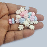 50Grams Pkg. Pastel color acrylic Beads in size approx 10mm, Flower shape, Approx 180 Beads