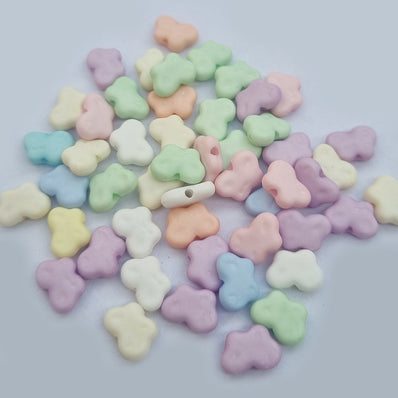 50Grams Pkg. Pastel color acrylic Beads in size approx 10mm, Butterfly shape, Approx 310 Beads