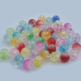 50Grams Pkg. Crackle Mix color acrylic Beads in size approx 8mm, Round shape, Approx 200 Beads