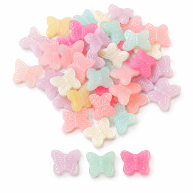 100pcs Mix Acrylic Butterfly Beads, Size approx 14mm