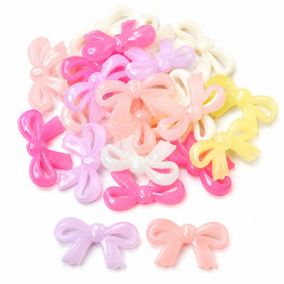 50pcs Mix Bow Acrylic charms, Size approx 15x27mm