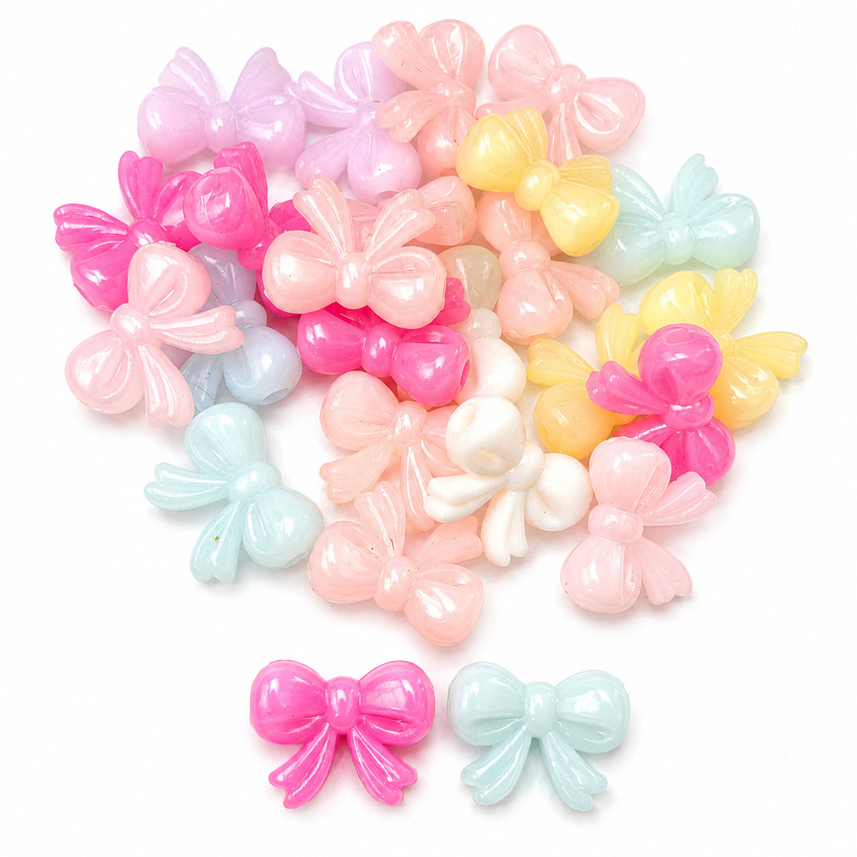 50pcs Mix Bow Acrylic charms, Size approx 15x20mm