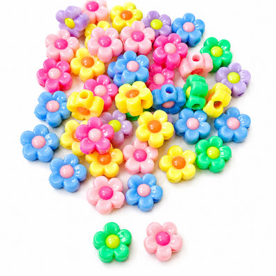 100pcs Mix Acrylic Beads, Flower, Size approx 12mm