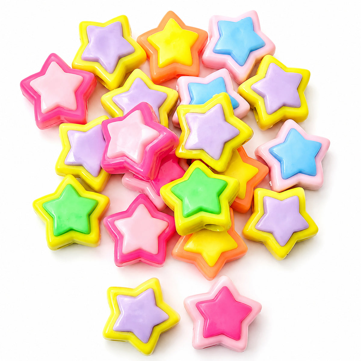 40pcs Mix Acrylic Beads, Star, Size approx 16mm