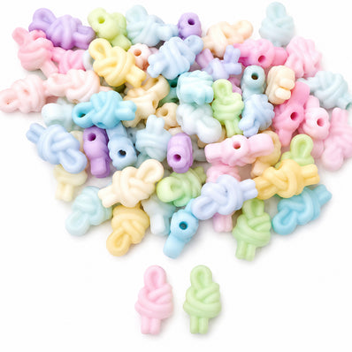 200pcs Pastel Color, Acrylic Mix color Beads, Knot shape, size approx 8x14mm