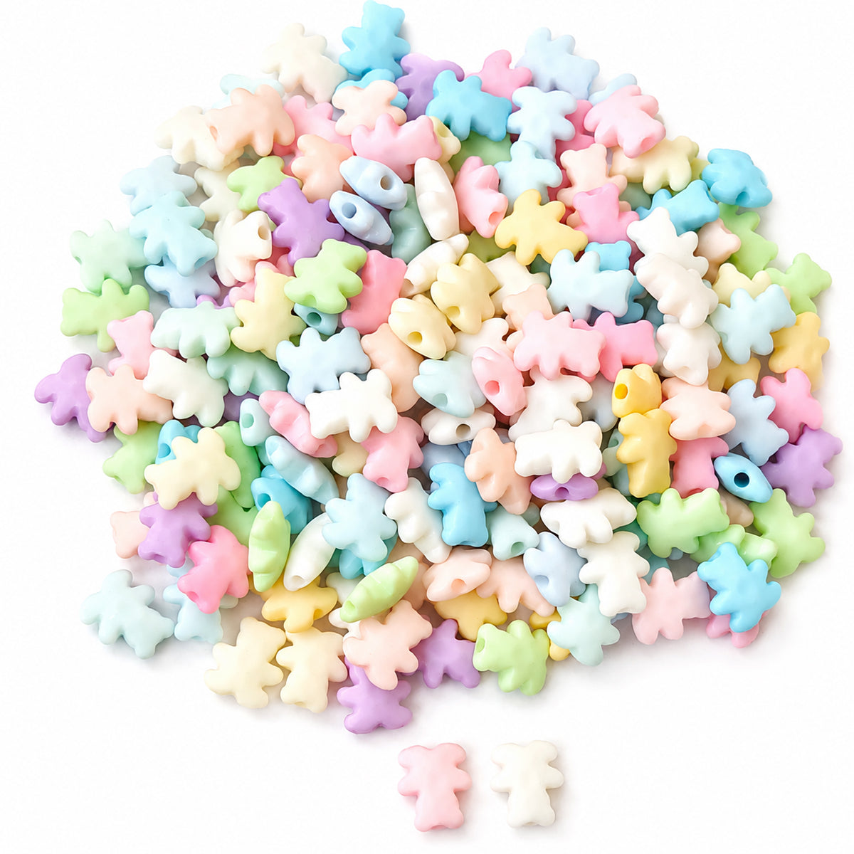 300pcs Pastel Color, Acrylic Mix color Beads, Palm Tree shape, size approx 9x10mm