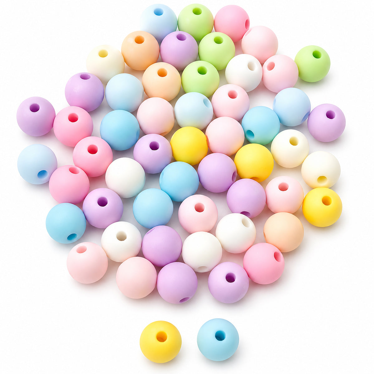 100pcs Pastel Color, Acrylic Mix color Beads, Round shape, size approx 10mm
