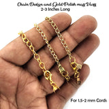 10 PCS PACK EXTENSION CHAIN FINDINGS FOR JEWELRY MAKING, GOLD PLATED' CHAIN DESIGN AND POLISH MAY VARY