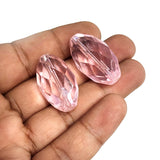 6 PCS PKG. SUPER QUALITY' 29X16 MM APPROX SIZE, LOOSE PACK, FACETED PINK COLOR, CRYSTAL GLASS BEADS