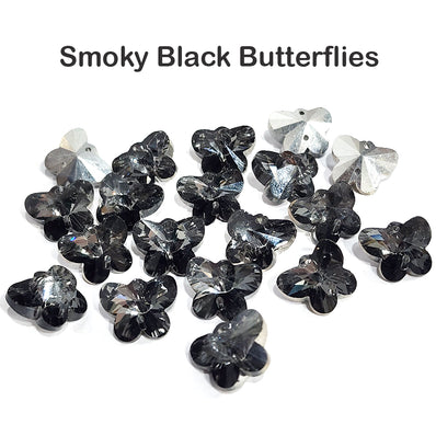 10 PIECES PACK (DUAL HOLE)' 10x14 MM SIZE APPROX' SMOKY BLACK BUTTERFLIES CRYSTAL CHARMS BEADS
